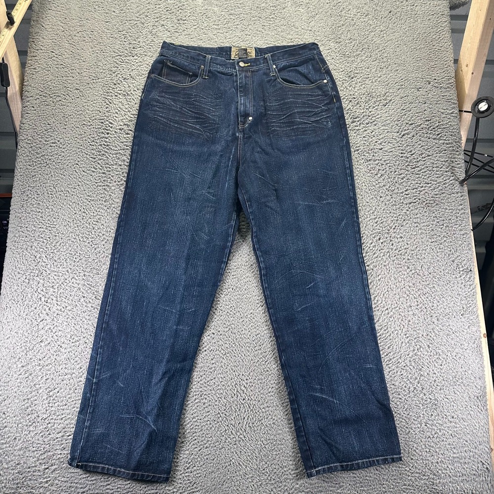Vintage Enyce Jeans Mens 38x33 Blue Cotton Denim Straight Baggy Travel Workwear‎